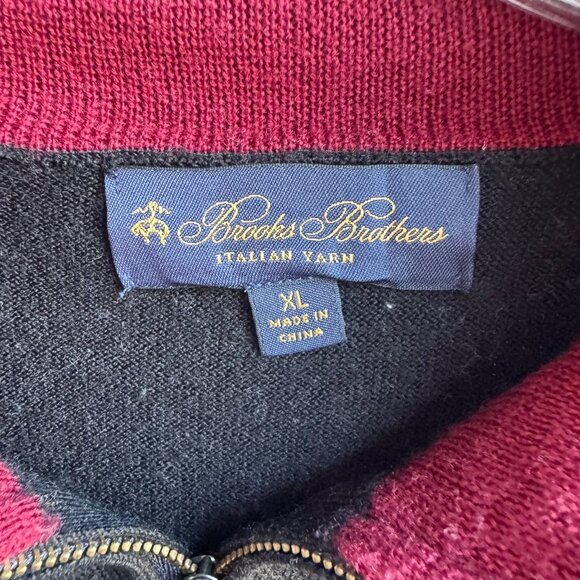 Brooks Brothers Long Sleeve 1/4 Zip 100% Merino Wool Sweater Men's Size XL - Picture 3 of 8